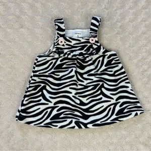 Carter’s Zebra Print Jumper Dress Fleece Black White Size 3 Months